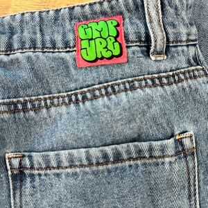 Baggy Skater Empyre Wide-leg Blue skater Jeans with Embroidery. Sz 2